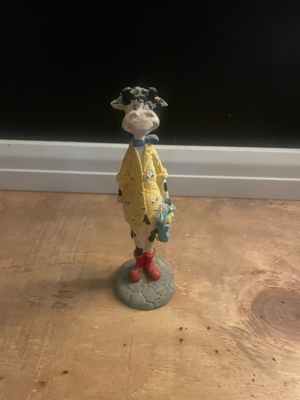 Yellow Cow Figurine Decorative Sculpture by
